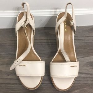 Coach White Elda Wedge Sandal
